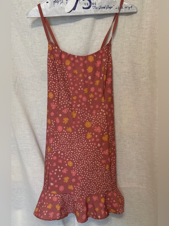 aerie Dresses & Skirts - Aerie Strappy Ruffle-Hem Slip Skort Dress - Rust Pink